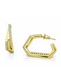 Gold Angular Pavé Hoop Earrings, Image 1 of 3