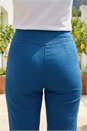 Petrol Blue Stretch Knee Length Elastic Waist  Shorts, Image 4 of 4