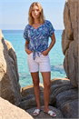 Blue Textured Print Tie Hem Top, Image 2 of 4