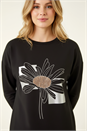 Black Floral Print Stretch Top, Image 4 of 4