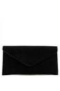 Black Black Suede Envelope Luxe Clutch Bag - Laura, Image 2 of 2