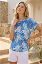 Blue Burnout Printed T-Shirt, Image 1 of 4
