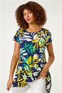 Yellow Leaf Print Hanky Hem Tunic Top, Image 1 of 5