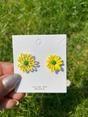 Green Floral Daisy Sunflower Summer Boho Studs, Image 5 of 8