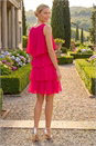 Cerise Embellished Tiered Chiffon Dress, Image 2 of 4