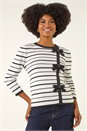 Ivory  Stripe Bow Detail Knit Jumper , Image 4 of 5
