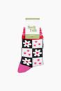 Pink Sock Talk Pink Flower Checkerboard Bamboo Socks, Image 4 of 4