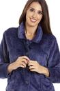 Navy Camille Lingerie Navy Button Up Rose Embossed Bed Jacket, Image 1 of 5