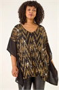 Gold Curve Zig Zag Sequin Overlay Top, Image 5 of 8