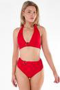 Red High Waisted Bottoms with Ring Belt Detail, Image 1 of 4