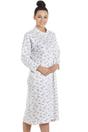 Blue Camille Lingerie Blue Heavyweight Floral Long Sleeve Jersey Nightdress, Image 3 of 5