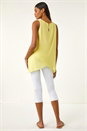 Light Yellow Asymmetric Sleeveless Vest Top, Image 3 of 5