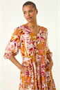 Amber Patchwork Smock V-Neck Dress, Image 4 of 5