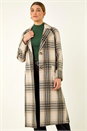Ivory  Check Print Longline Coat, Image 5 of 7