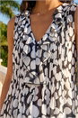 Black Spot Print Ruffle Front Buttoned Blouse, Image 4 of 4
