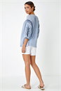 Light Blue  Embroidered Tassel Detail Top, Image 3 of 5