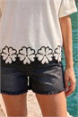 Ivory  Floral Trim Knit Top, Image 4 of 4