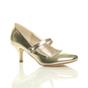Gold AJVANI Gold Mid Heel Mary Jane Court Shoes, Image 1 of 6