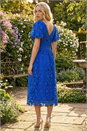 Royal Blue Crochet Lace V-Neck Midi Dress, Image 3 of 4