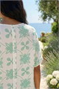 Green Floral Textured Buttoned Back Top, Image 4 of 4