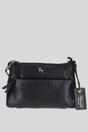 Black 'Rose' Elegant Leather Crossbody Bag with Adjustable Strap, Image 1 of 4