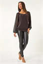 Black Sparkly Chiffon Sleeve Top, Image 3 of 5