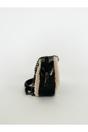 Black Patent Shoulder Bag with Borg Fur Trim, Image 5 of 6