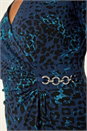 Blue Animal Print Chain Detail Dress, Image 5 of 5