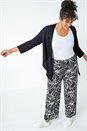 Black Curve Linear Elastic Waist Palazzo Trousers, Image 1 of 5