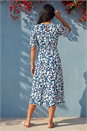 Navy  Petite Floral Stretch Midi Dress, Image 3 of 4