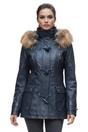 Navy Lamb Leather Parka Fur Hood Jacket, Image 1 of 6