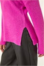 Magenta V-Neck Fluffy Knit Jumper, Image 5 of 5
