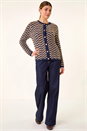 Navy  Fluffy Stripe Knit Cardigan, Image 3 of 5