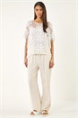 White Floral Crochet Knit Top, Image 3 of 6
