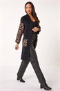 Black Animal Print Jacquard Cardigan, Image 2 of 5