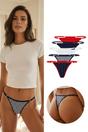 Multi 5 Pack Mixed Print Adjustable Strap Thong Briefs, Image 1 of 2