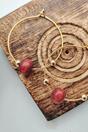 Red Red Sandalwood Beaded Minimalist Dangle Boho Hoop Earrings, Image 1 of 2