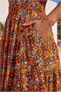ORANGE Dusk Floral Print Shirred Skort Dress, Image 4 of 4