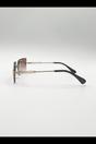 Brown Rimless Rectangle Sunglasses in Brown, Image 4 of 6