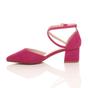Fuchsia AJVANI Fuchsia Mid Block Heel Crossed Strap Pointed Toe 2 Part Heels, Image 3 of 6