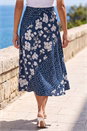 Blue Mixed Floral Spot Print A Line Midi Skirt, Image 3 of 4