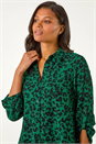 Green Swing Shape Animal Print Blouse, Image 4 of 5