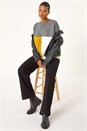 Ochre Colour Block Knitted Jumper, Image 1 of 5