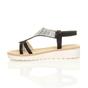 Black AJVANI Black Flatform Diamante T-Bar Slingback Sandals, Image 3 of 6