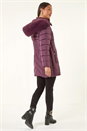 Plum Petite Longline Padded Puffer Coat, Image 3 of 5