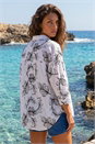 Ivory  Embroidered Floral Cotton Shirt, Image 3 of 4