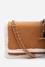 Tan Freesia Top Handle Satchel Borg Trim Tote Bag, Image 6 of 8