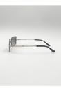 Black Frameless Square Sunglasses in Black, Image 4 of 6