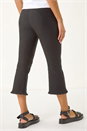 Black Trim Flared Cropped Stretch Trousers, Image 3 of 5