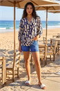 Navy  Mono Abstract Print Top, Image 3 of 4